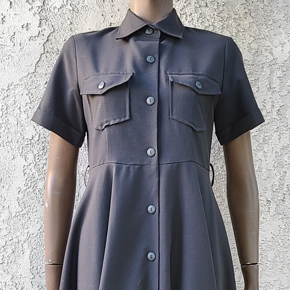 Vintage Gray Button Down Dress - Picture 2 of 7
